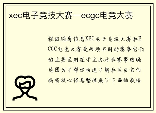 xec电子竞技大赛—ecgc电竞大赛